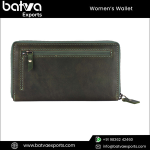 Cartera de moda de cuero genuino largo de alta calidad Vintage para mujer logotipo personalizado RFID bloqueo forro de poliéster cierre de cremallera diario - Product Image 4