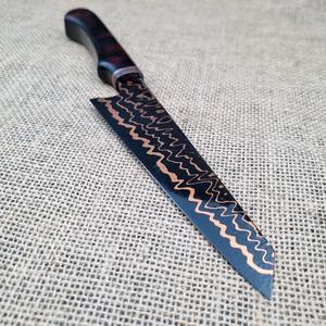 Couteau de chef de cuisine fait main en acier au carbone avec motif en cuivre professionnel avec manche en ébène Couteaux de chef - Product Image 5