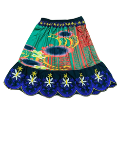 Jupe en coton brodée florale pour femmes, tenue de fête d'été décontractée imprimée pour la plage et la rue, jupe brodée en gros - Product Image 2