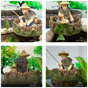 Vieux Pêcheur Fish Tank Décoration Aménagement Paysager Aquarium Fournitures Aquarium Décoration-Petite Taille - Product Image 2