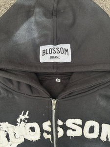 Survêtement personnalisé à fermeture éclair vintage délavé à l'acide, coupe ample 100% coton imprimé bouffant, pantalon de survêtement lourd - Product Image 3