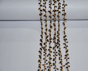 Black hydro Bead gold plated wire wrapped <b>Cluster</b> Rosary Chain, Beaded chain for Jewelry Making, 2mm Hydro fashion jewelry chain - Product Image 3
