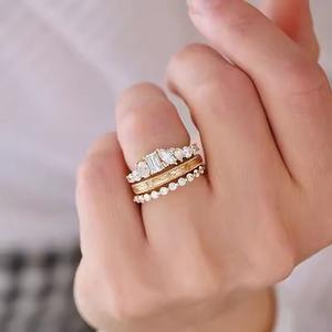 New Classic Lab Grown Round Cut Diamond 10K/ 14K/ 18K Yellow Gold Full Diamond Engagement <b>Ring</b> for Export Sale From India - Product Image 3