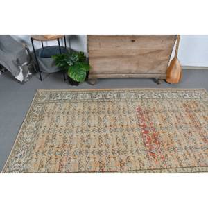 พรมตุรกีทำด้วยมือสีเบจส้มคลาสสิกขนาด4.5x7.4ฟุตทรงสี่เหลี่ยมโถงทางเดินสำหรับทางเข้าห้องนั่งเล่นพรมข้างเตียง - Product Image 2