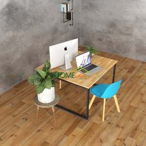 BGDCN68008 - Table minimaliste pour 2 personnes, 1,2 m x 1,2 m, en bois de caoutchouc avec pieds en fer de 25x50 mm, assemblage requis - Product Image 2