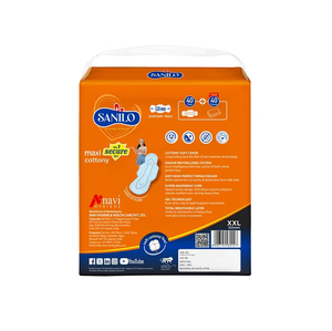 ผ้าอนามัยซานิโล คอตตี้ ซอฟท์ แม็กซี่ คอตตี้ XXL 320 มม. 40 ชิ้น พร้อมกระดาษเช็ดทำความสะอาด 40 แผ่น ซึมซับได้สูงสุด - Product Image 2