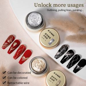 R S Nail Gel Platino ad Alta Densità Senza Residui 8g per <span class=keywords><strong>Disegno</strong></span> Francese, Nail Art Fai da Te, Pittura Scintillante, Gel Liner Metallizzato Oro e Argento - Product Image 3
