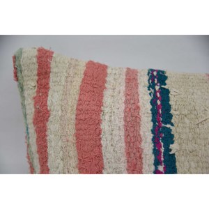 Multicolor Kilim Wool Pillow 16x24 Inch Patchwork Vintage <b>Fluffy</b> Pattern with Subtle Stripes Leaf Design Decorative <b>Cushion</b> - Product Image 2