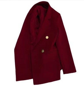 Blazer de lana informal para mujer, chaqueta de manga larga de algodón suave, puños enrollados, bolsillos delanteros, botón de estilo callejero diario, 2025 - Product Image 1