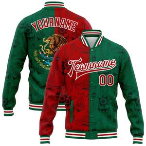 Bombardier personnalisé Kelly vert rouge-blanc mexique 3D veste Varsity Letterman coupe-vent veste Varsity vintage pour hommes - Product Image 1