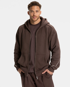 Chaqueta y pantalón con cremallera, chándal cortavientos con hombros caídos y logotipo personalizado de nailon pesado 100% para hombre - Product Image 6