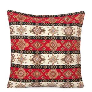 <b>18x18</b> Living Room Floor Bedding Goblen Kilim Minder Kırmızı-Siyah No 507 Portable Square Print Wool Jute for Christmas Decor - Product Image 1