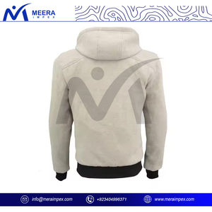 OEM Premium Sólido Beige Color Hombres Zip up Sudaderas con capucha Personalizar Logo 100% Tela de algodón Bajo MOQ Sudadera con capucha transpirable para hombres - Product Image 4