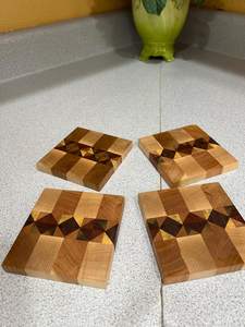 Rustic Handmade <b>Wooden</b> Bark Edge Coaster Set, Natural Tree <b>Slice</b> Stone Drink Pads for Events, Weddings and Country Decor - Product Image 3