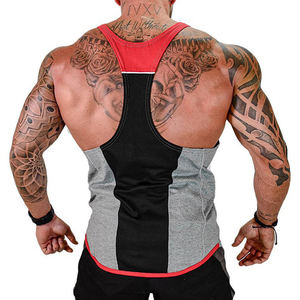 Camiseta sin mangas con tirantes de gimnasio informal para hombre, Camiseta de algodón y poliéster transpirable de talla grande con logotipo personalizado, ropa de gimnasio de punto - Product Image 4