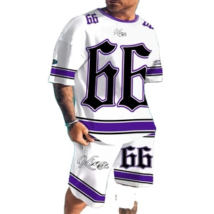 Conjunto de Camiseta de algodón orgánico con estampado de sublimación personalizado 2025 para hombre, pantalones cortos transpirables de verano y traje de camisa - Product Image 1