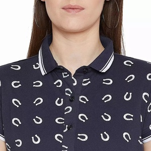 Fancy Design Ladies Wholesale Polo Shirts Screen Printed Short Sleeves Women's Polo Shirts - Product Image 3