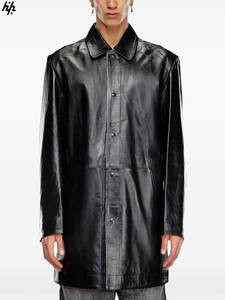 แจ็กเก็ตหนังขนสัตว์แบบมีซิปมีกระเป๋าปิดลึกผ้าย้อมสีเรียบมีสไตล์ทันสมัยบริการ OEM ของผู้ชาย - Product Image 3