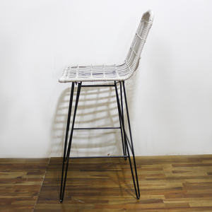 Silla de exterior hecha a mano Artex Dong Thap con tejido de cuerda redonda doble gris y Marco de hierro recubierto de polvo negro - Product Image 5