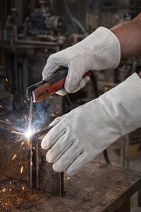 Gants de soudage résistants à la chaleur avec manchette étendue Protection en cuir pour la fabrication de métaux Logo personnalisé Vente en gros - Product Image 2