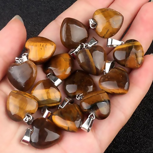 OEIL DE TIGRE Coeur En Argent Sterling DIY Gemstone Agate Pendentif Collier Bijoux - Product Image 1