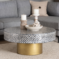 Table basse en incrustation de nacre faite à la main avec un superbe design en mosaïque Table basse intemporelle en incrustation de nacre pour classique