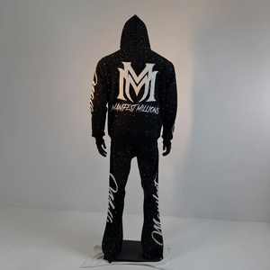 Nouvelle gamme de survêtements d'hiver, doublure en polaire respirante, design imprimé par transfert thermique, taille élastique, poches latérales, polyester/coton - Product Image 2