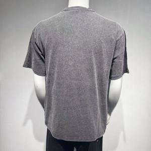 230 grammes de coton pur ciré et vieilli T-shirt à col rond robuste Style de base rétro tendance pour hommes - Product Image 2