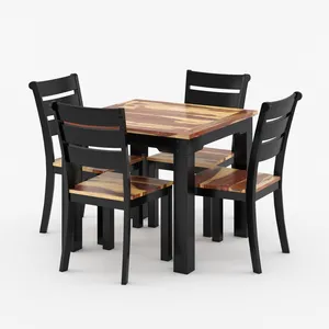 qamer 1套椅子和一个由实心柚木制成的方形餐桌，供室内和室外使用
