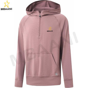 Sweat-shirts décontractés pour hommes à manches longues avec poche kangourou, légers, en tissu chiné, avec fermeture éclair quart de tour pour le golf - Product Image 2