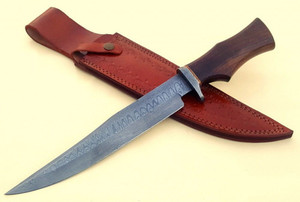 Cuchillo Bowie de Caza de Acero de Damasco Hecho a Mano de Lujo y Alta Calidad con Hermoso Mango de Madera de Palisandro, Grado OEM, DIY - Product Image 4