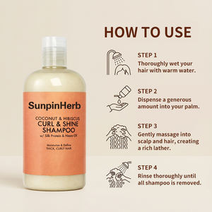 Sulfate Free Curl Shine <b>Shampoo</b> with Coconut Oil Hibiscus for Thick Curly <b>Hair</b> Gentle Daily Cleanse Care - Product Image 5