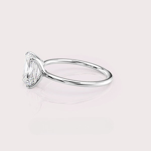 IGI Certified Emerald Cut Lab Grown Diamond Solitaire Engagement / Wedding <b>Ring</b> in 14K Yellow / Rose & White Gold - Product Image 3