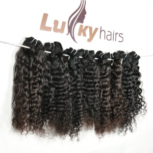Extensions de cheveux humains vierges noirs naturels, bouclés, alignés aux cuticules, de fabrication indienne, en gros, pour tissage - Product Image 3
