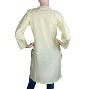 Kurti de Algodón Bordado para Mujer Chase Value - Talla M Amarillo Claro - Product Image 2