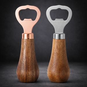 Abridor de Botellas con Mango de Madera, Acabado en Acero Inoxidable y Cobre, Agarre Ergonómico, Herramienta de Bar Premium para Uso en el Hogar, Bar o Restaurante - Product Image 1