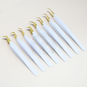 Pince à épiler d'extension de cils à pointe de fibre de haute qualité 45 90 degrés méga volume pince à épiler pince à épiler antidérapante ensemble d'outils - Product Image 6