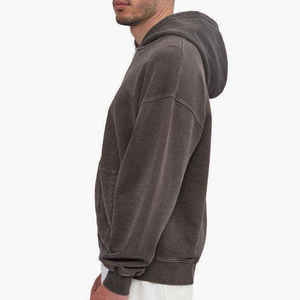 Sweat-shirt à capuche zippé pour homme, personnalisable avec logo sur le devant, couleur unie, coupe classique, 100 % coton French Terry, fermeture éclair automne - Product Image 3