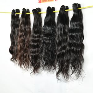 En gros 100% Bundle Indien Cuticule Aligné Traitement Aucune Couleur Naturelle Femmes Noires machine double trame Extensions de Cheveux Humains - Product Image 2