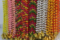Guirlande Toran pour la maison décoration de fête de noël multicolore mur porte Pom Pom chaîne avec perles dorées grande cloche suspendue