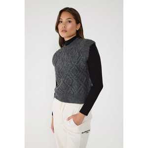 Suéter de Punto Crochet sin Mangas con Patrón Geométrico Informal, 100% Acrílico - Product Image 2