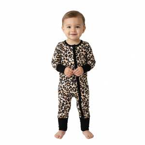 Mameluco de Bebé con Estampado de Leopardo, Sin Mangas, Cierre de Cremallera, Tejido Suave y Transpirable de Seda de Leche/Algodón, para Bebés y Niños Pequeños, Traje de Verano - Product Image 5