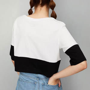 Women's Plus Size Solid Color Slim <b>Fit</b> O-Neck Short Sleeve Breathable Casual <b>Crop</b> Top <b>T</b>-<b>shirt</b> Spandex/Polyester Knitted Fabric - Product Image 3