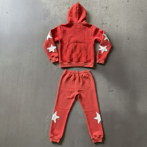 Wholesale Manufacturer Heavyweight Track Suit 100% Cotton French Terry Distressed Patch Embroidery <b>2</b> <b>Pieces</b> Tracksuit <b>Set</b> - Product Image 2
