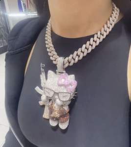 Pendentif Hip Hop glacé très demandé, style statement, plaqué argent, acier inoxydable, unisexe, style streetwear, rap, mode, étanche, IGI - Product Image 5