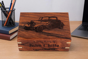 Urne de crémation personnalisée en palissandre au design de voiture classique, souvenirs commémoratifs de l'époque dorée pour les cendres d'adultes - Product Image 2