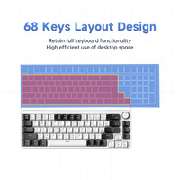 Clavier mécanique de jeu AG68 avec interrupteurs hot-swap, connectivité USB-C, éclairage arc-en-ciel, ergonomie Gasket et bouton rotatif