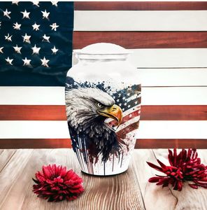 Urnas de cremación con bandera americana blanca para cenizas de adultos, urna de entierro para papá, funeral masculino y femenino para hombres y mujeres, urna conmemorativa de tamaño personalizado - Product Image 2