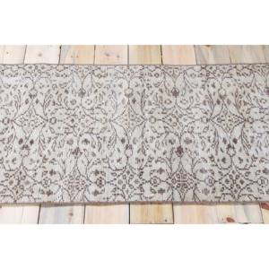 Alfombra Turca de Pasillo 2.2x10 pies (66x304 cm), Alfombra Vintage Verde con Diseño Floral - Product Image 3