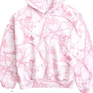 New Custom White Heavyweight Pink camouflage Cotton Fleece Full Zip <b>Hoodie</b> and Sweatpants Set for Women High Quality - Product Image 2
